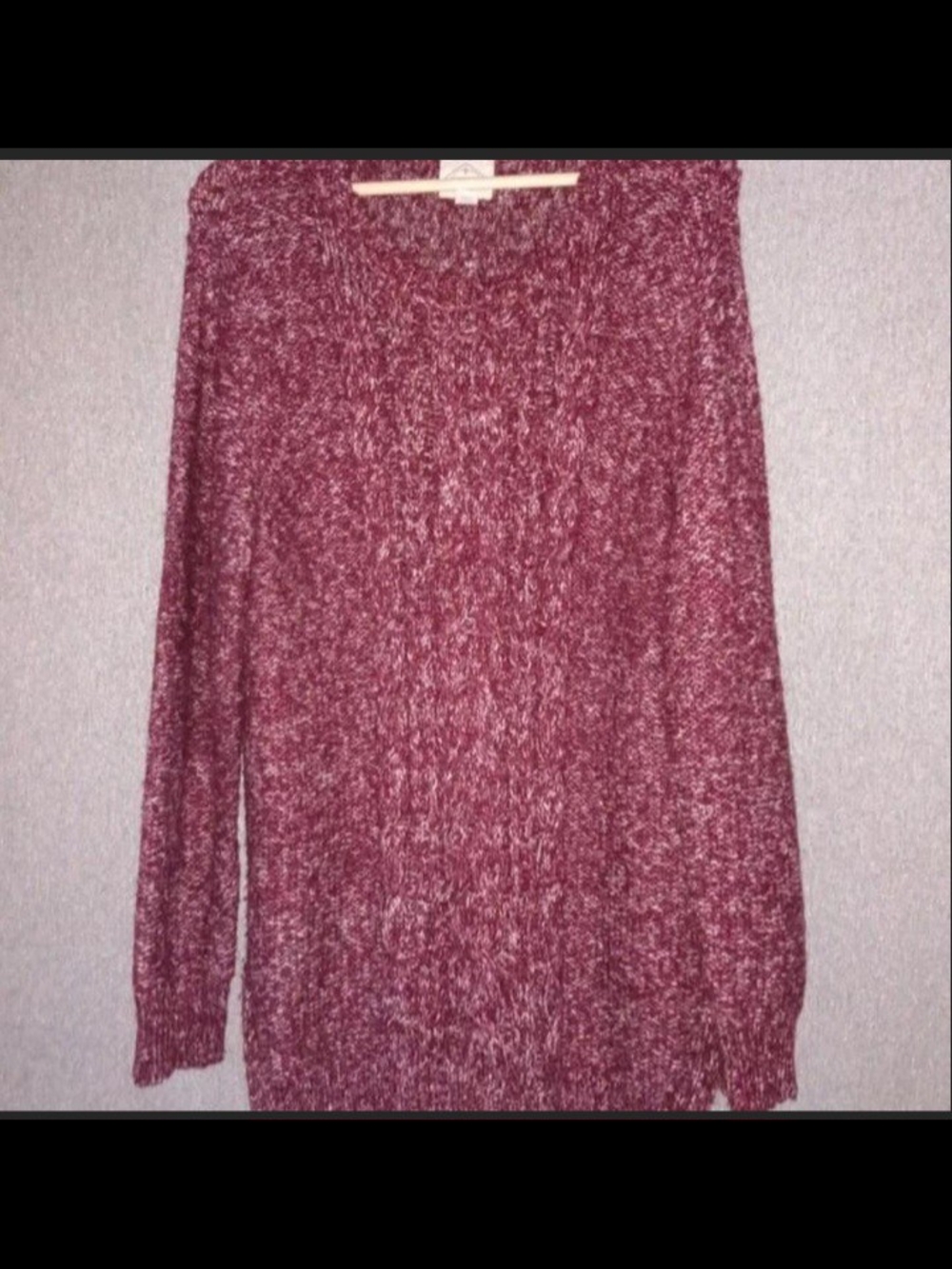St. John's Bay Marled Burgundy Cable Crewneck Sweater